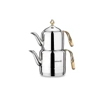 Korkmaz Çintemani Gold Teapot Set 2 Liter Stainless Steel Induction Base - Korkmaz