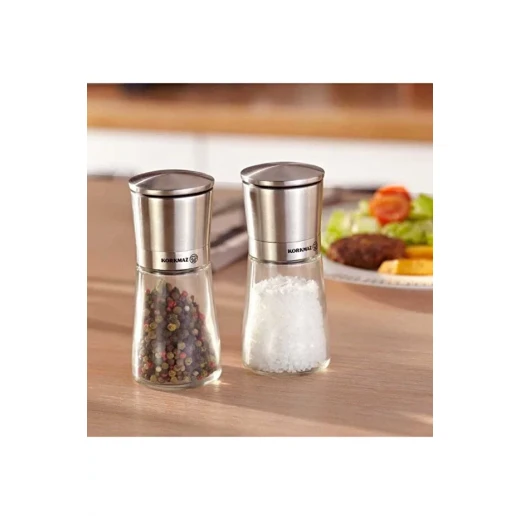 Korkmaz Pepenero Pepper Shaker Set Made of Glass with a Generous 280ml Capacity in a Sophisticated Navy Blue Hue - Korkmaz - Image 2
