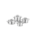 Korkmaz Proline 8 Piece Stainless Steel Cookware Set with Super Capsule Base and Ergonomic Handles - Korkmaz