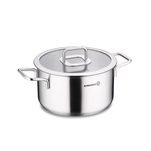 Korkmaz Stella 20x11 cm Stainless Steel Pot with Lid 3.4 Liter Capacity Grey Korkmaz Stella 20x11 cm Stainless Steel Pot with Lid 3.4 Liter Capacity Grey