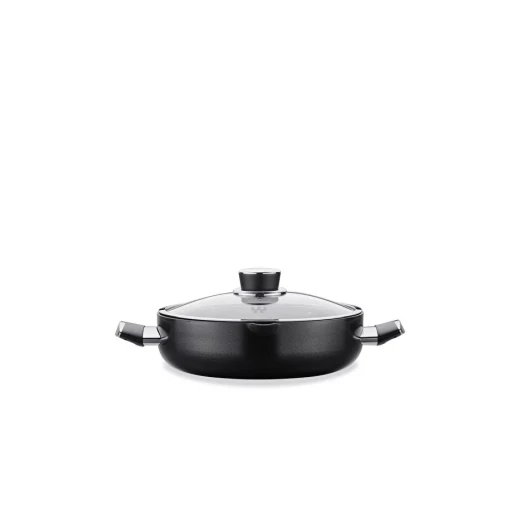 Korkmaz Lena Short Pot 26x7.5 cm Black Ceramic Induction Compatible - Korkmaz - Image 3