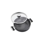 Korkmaz Lena Short Pot 26x7.5 cm Black Ceramic Induction Compatible - Korkmaz