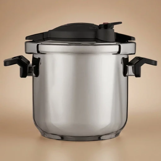 Korkmaz Stainless Steel 7 Liter Pressure Cooker for Efficient and Healthy Cooking Silver Black with Advanced Safety Features and Easy Pour Rim Korkmaz Stainless Steel 7 Liter Pressure Cooker for Efficient and Healthy Cooking Silver Black with Advanced Safety Features and Easy Pour Rim