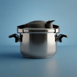 Korkmaz Stainless Steel Pressure Cooker 10 Liters Silver Black for Home Kitchen Use