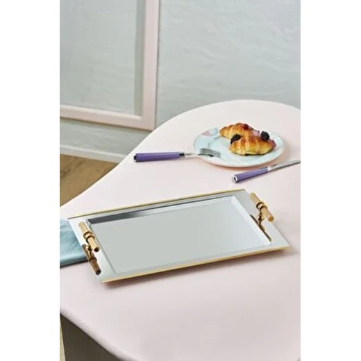Korkmaz Gala Rosa Gold Serving Tray A1785-2 Steel 53.5 cm Length - Korkmaz - Image 2