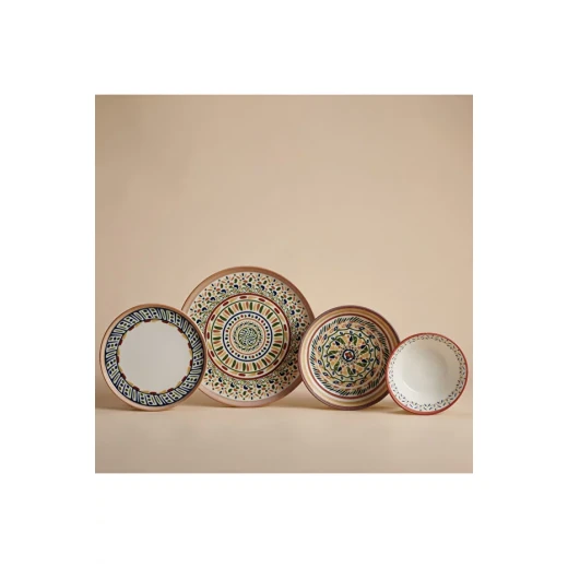 Korkmaz Iona Collection 24 Piece Porcelain Dinnerware Set for 6 People Beige Classic Style Korkmaz Iona Collection 24 Piece Porcelain Dinnerware Set for 6 People Beige Classic Style