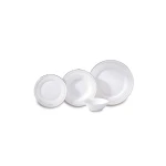 Korkmaz 8379 Perla Collection 60 Piece 12 Person Round Porcelain Dinnerware Set White - Korkmaz