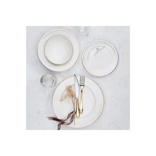 Korkmaz 8379 Perla Collection 60 Piece 12 Person Round Porcelain Dinnerware Set White - Korkmaz - Image 2