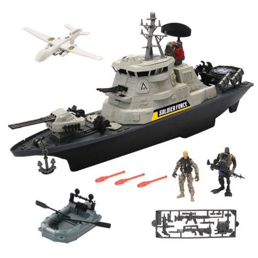 Chap Mei T5 Hurricane Battleship Toy Set with Lights and Sounds, 2 Figures - Chap Mei - Image 2