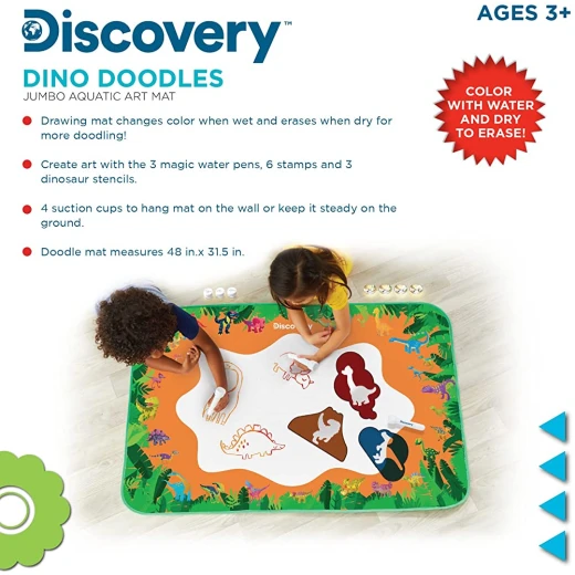Discovery Dinosaur Water Drawing Mat Set, Reusable, 121x80cm - Image 2
