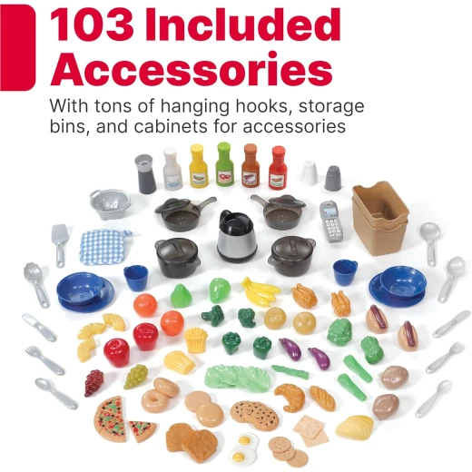 Step2 Grand Walk In Kitchen & Grill Playset Brown/Tan 103 Piece Toy Accessories - Image 2