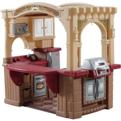 Step2 Grand Walk In Kitchen & Grill Playset Brown/Tan 103 Piece Toy Accessories