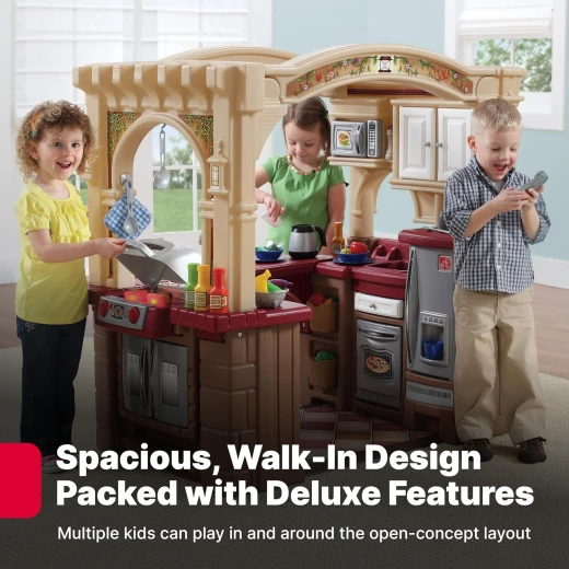 Step2 Grand Walk In Kitchen & Grill Playset Brown/Tan 103 Piece Toy Accessories - Image 7