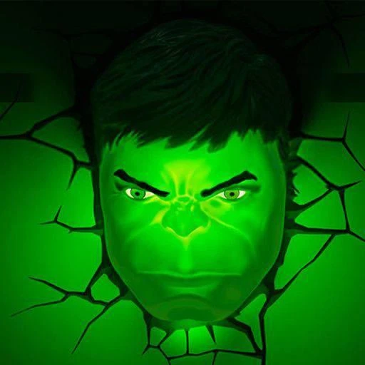 مارفل هالك فيس مصباح LED ثلاثي الأبعاد مرخص رسميًا ديكور قابل للجمع - مارفيل - Image 4