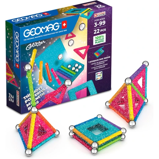 Geomag Glitter Panels Construction Toy, Magnetic Rods, 25 Pieces, Multicolored, STEM Learning Geomag Glitter Panels Construction Toy, Magnetic Rods, 25 Pieces, Multicolored, STEM Learning