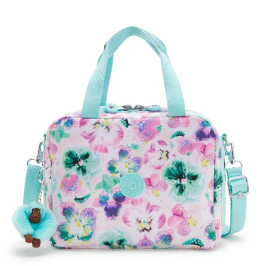 Kipling Miyo Lunchbox, Aqua Blossom with Trolley Sleeve, Insulated, Lightweight & Perfect for School or Outings 25 x 13.5 x 20 cm Kipling Miyo Lunchbox, Aqua Blossom with Trolley Sleeve, Insulated, Lightweight & Perfect for School or Outings 25 x 13.5 x 20 cm