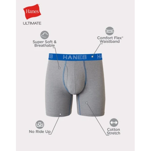 Hanes Ultimate Men's Boxer Briefs 5-Pack - Moisture Wicking Small - Hanes - Image 2