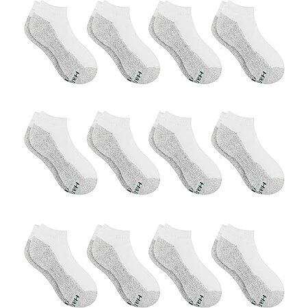 Hanes Boys' Double Tough Socks 12-Pair Pack - No Show & Ankle - Hanes