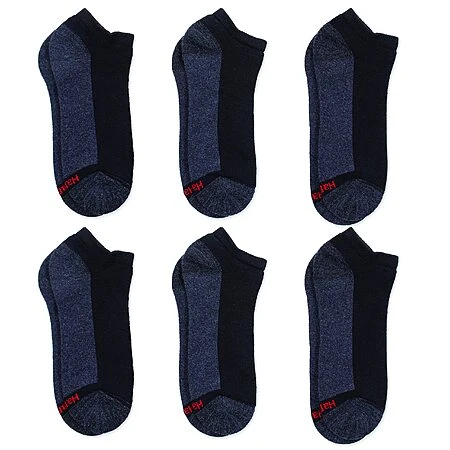 Hanes Men's Max Cushion Low Cut Socks 6-Pack - Black/Grey - Hanes