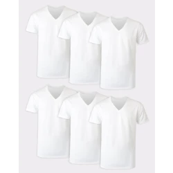 Hanes Ultimate Men’s V-Neck Undershirt Pack, ComfortSoft, White 6-Pack( L )