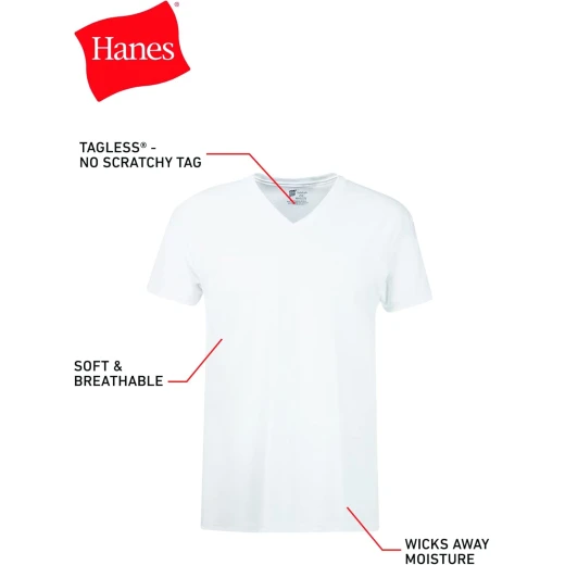 Hanes Men's ComfortSoft V-Neck T-Shirt 3-Pack - Tagless, Soft, Everyday Wear - Hanes - Image 8