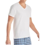 Hanes Men's V-Neck T-Shirt - White, Size Small - Comfortable Everyday Wear - Hanes
