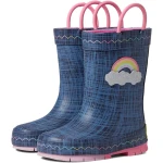 Western Chief Girl's Jean Patch Rain Boots, Waterproof Rubber, Blue, Toddler Size 2 - Western Chief