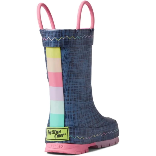 Western Chief Girl's Jean Patch Rain Boots, Waterproof Rubber, Blue, Toddler Size 2 - Western Chief - Image 2