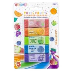 Bazic Scented Erasers (5/Pack) - Fruit Scents, Non-Toxic, Vinyl
