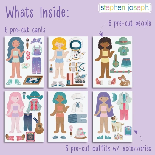 Stephen Joseph Paper Doll Set for Girls, Colorful & Creative Play Set with Accessories, Develops Imagination, Includes 2 Dolls & 30+ Accessories, Great Gift for Ages 3+ - Stephen Joseph - Image 2