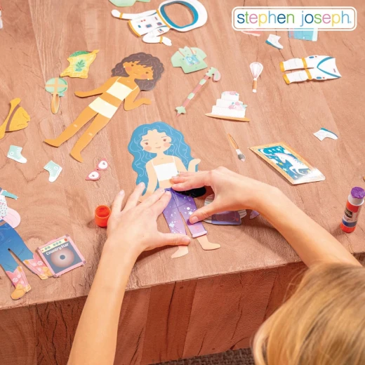 Stephen Joseph Paper Doll Set for Girls, Colorful & Creative Play Set with Accessories, Develops Imagination, Includes 2 Dolls & 30+ Accessories, Great Gift for Ages 3+ - Stephen Joseph - Image 6