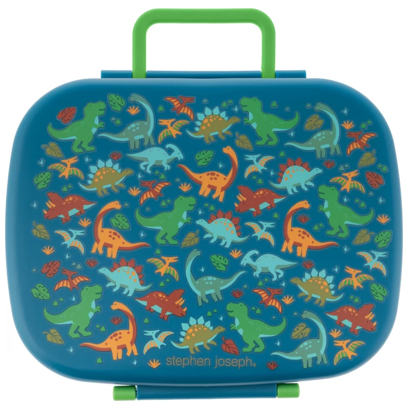 Stephen Joseph Dino Bento Box with Removable Tray 5 Compartments Airtight Leak Proof Sauce Container BPA Free 23.7oz - Stephen Joseph
