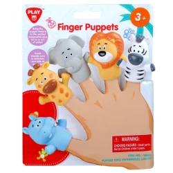 Playgo Happy Farm Finger Puppets Set of 5, Soft Plush Animals for Pretend Play
