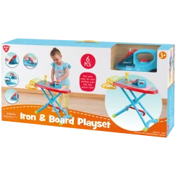 PlayGo KidKraft Play Ironing Board Set for Children with 6 Accessories, Realistic Plastic Construction, Includes Iron, Basket, and Hangers, Ideal for Kids 3+ Years Old, Pretend Play Fun