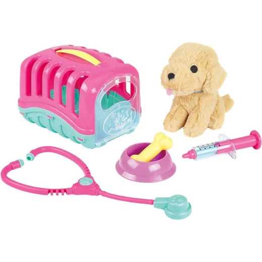 Playgo Pet Care Take Along 6pc Toy Set, Plush Puppy, Stethoscope, Syringe, Carry Case, 2+ Years - PlayGo - Image 2