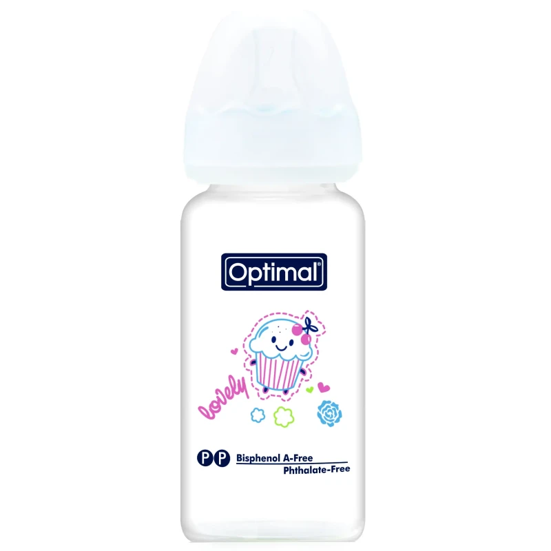 Optimal Glass Feeding Bottle 160ml White, BPA Free, Easy to Sterilize - Optimal