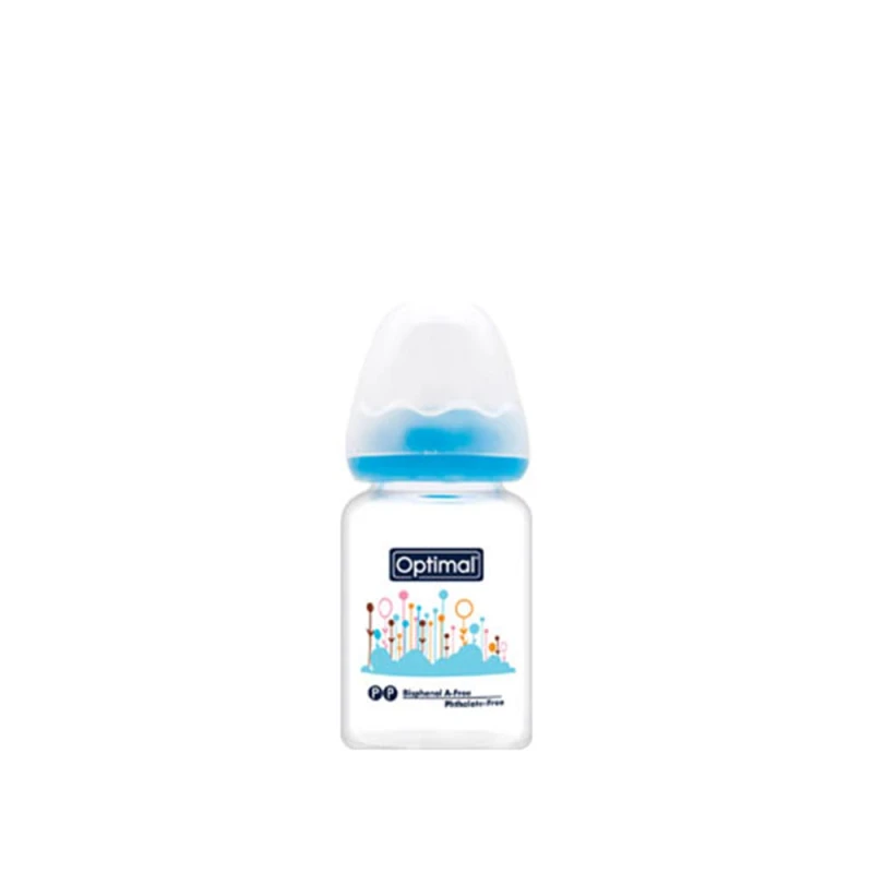 Optimal Glass Baby Bottle 60ml Blue, Heat Resistant, Sterilizer Safe, Newborn Feeding - Optimal