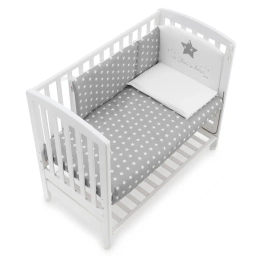 Italbaby B Side Cot Grey Bedside Sleeper with Mattress, Duvet, and Bumper Set - Italbaby - Image 2
