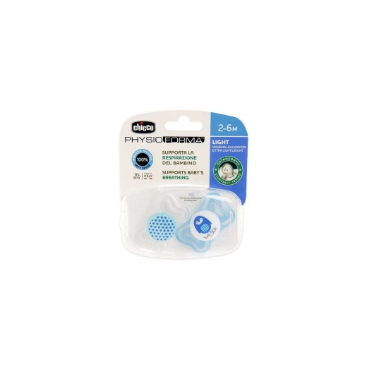 Chicco Physio Light Pacifier Blue 2-6 Months 2-Pack, Silicone Nipple Chicco Physio Light Pacifier Blue 2-6 Months 2-Pack, Silicone Nipple