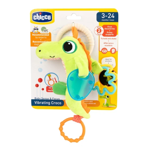 Chicco Crocodile First Activity Toy 3-24 Months, Vibrating Plush Toy, Green - Chicco - Image 5