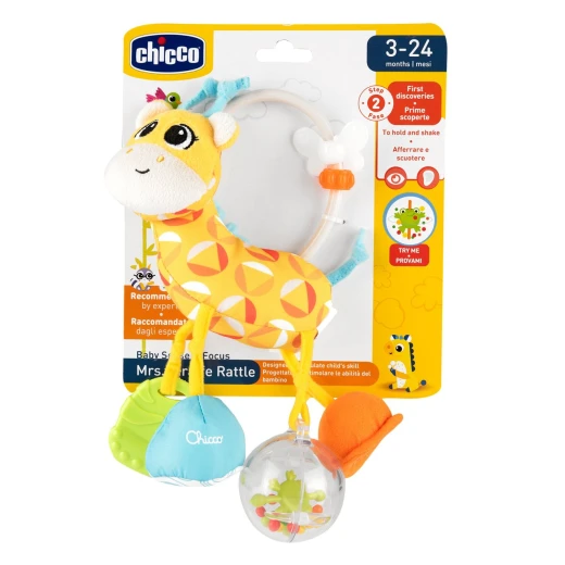 Chicco Mrs. Giraffe Rattle Toy for Babies, Soft Plush, Sensory Development, Colorful - Chicco - Image 3
