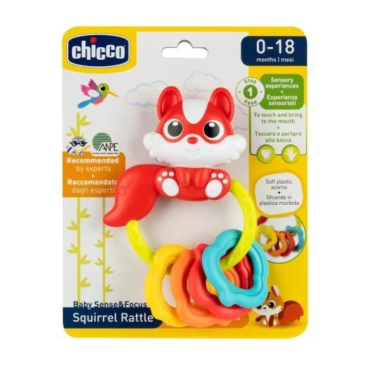 Chicco Roca Esquilo Rattle Toy for Babies, Sensory Development, Colorful Rings, 0+ Months Chicco Roca Esquilo Rattle Toy for Babies, Sensory Development, Colorful Rings, 0+ Months
