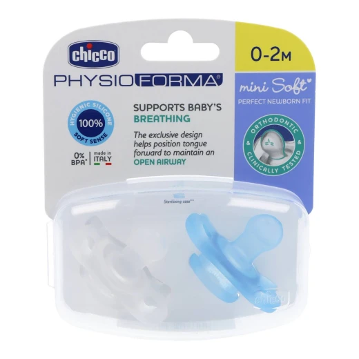 Chicco Physio Minisoft Pacifier 0-2 Months 2 Units, Ultra Soft Silicone Nipple for Newborns, Promotes Proper Oral Development, BPA Free, Baby Comforting Solution Chicco Physio Minisoft Pacifier 0-2 Months 2 Units, Ultra Soft Silicone Nipple for Newborns, Promotes Proper Oral Development, BPA Free, Baby Comforting Solution
