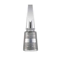 Flormar Glitter Nail Enamel Holographic Silver 11ml: Dazzling Nail Polish with Sparkling, Multidimensional Glitter Finish for a Glamorous Look, Long Lasting Formula
