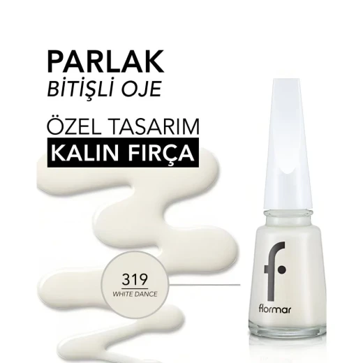 Flormar Nail Enamel 319: Long Lasting, Chip Resistant Nail Polish 11ml for a Flawless Manicure - Flormar - Image 2