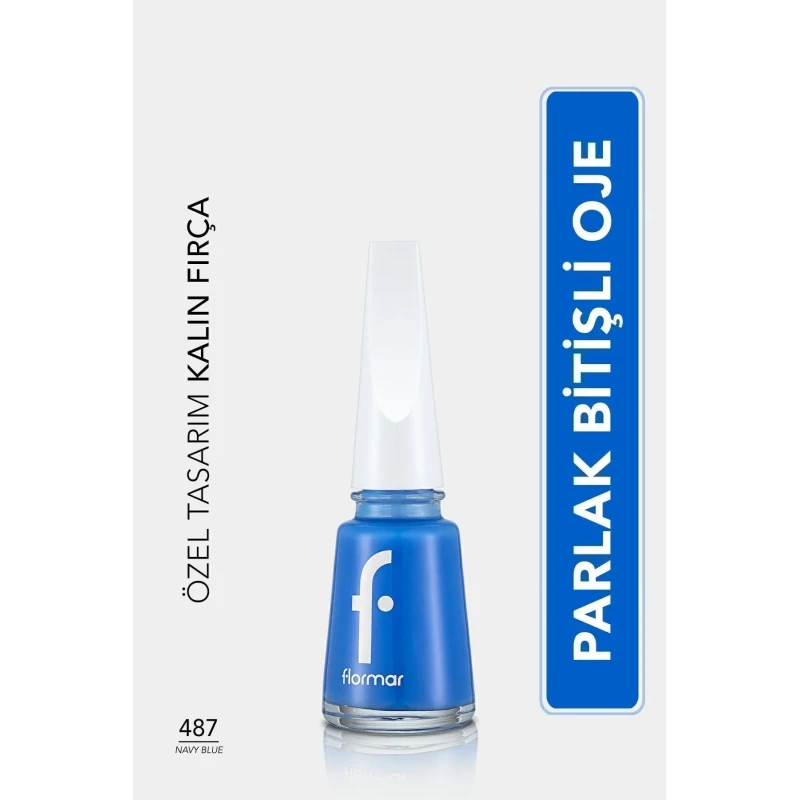 Flormar Nail Enamel 487 Navy Blue: Classic, High Pigmented Nail Polish for a Long Lasting, Chip Resistant Manicure with 11 ml Bottle
