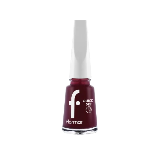 Flormar Quick Dry Nail Enamel Red Velvet QD22, Fast Drying, Shiny Finish, 11 ml