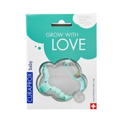 Curaprox Baby Teething Ring Turquoise Soothes Gums and Promotes Oral Development