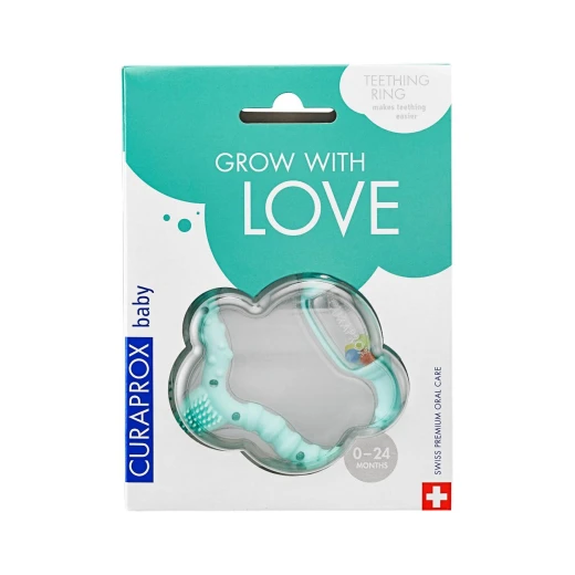Curaprox Baby Teething Ring Turquoise Soothes Gums and Promotes Oral Development Curaprox Baby Teething Ring Turquoise Soothes Gums and Promotes Oral Development