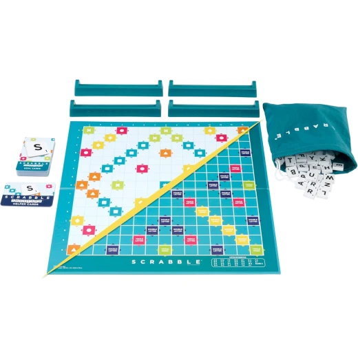 Mattel Games Scrabble Board Game, Family Word Game with Two Ways to Play, includes 50 Goal Cards that Teach Scrabble Basics for 2-4 Players, UK Version, HWD43 - Mattel - Image 2